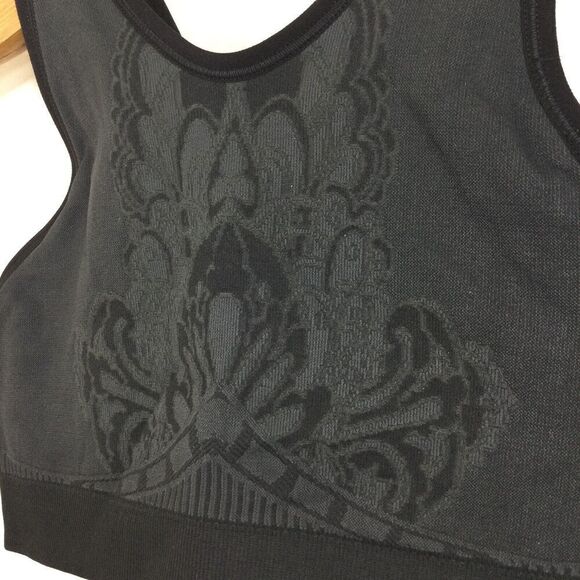 NUX Womens Elizabeth Floral Seamless Racerback Sports Bra Gray Black Size Small - Picture 2 of 6